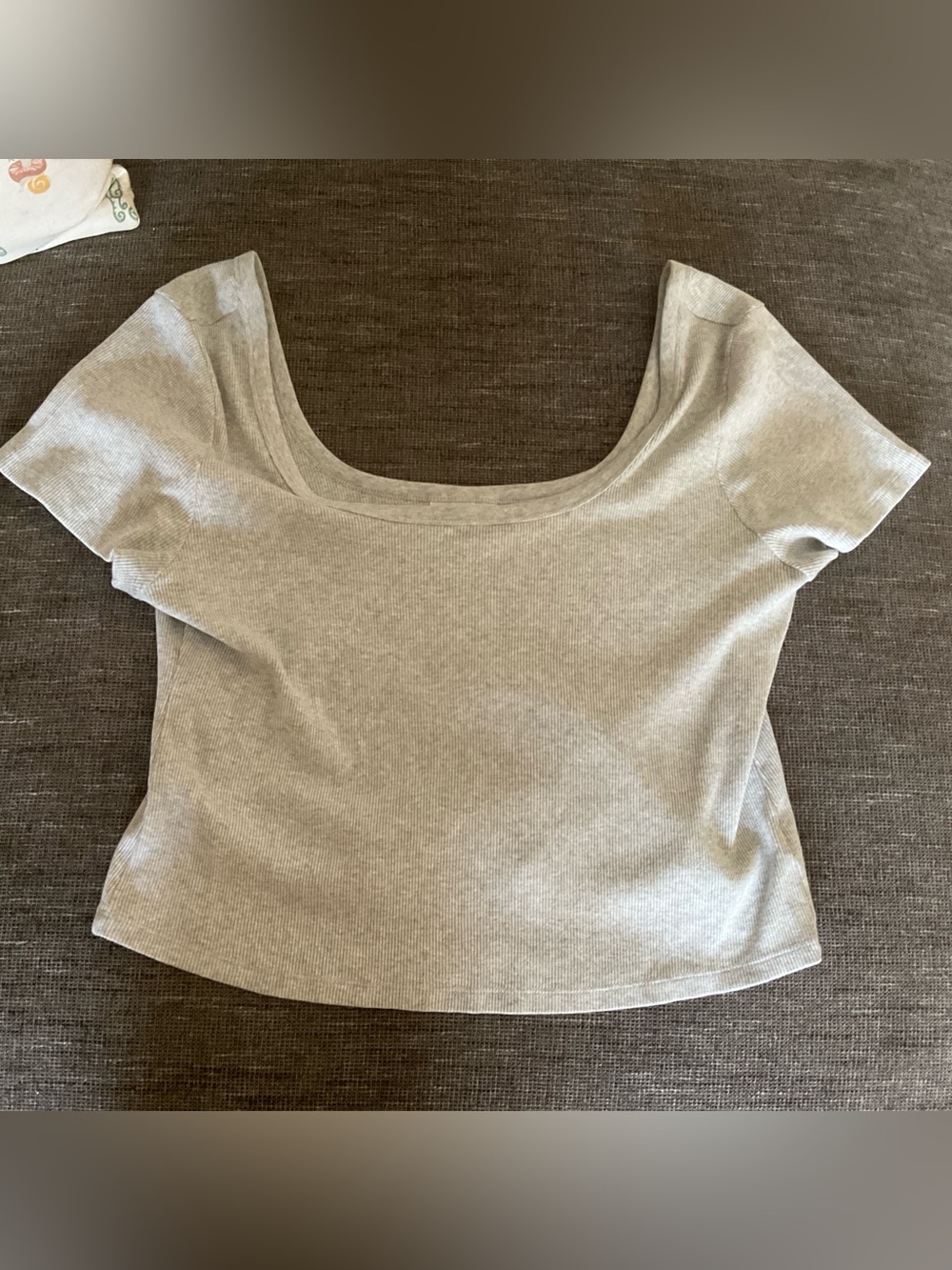 Universal Thread Heather Grey Ribbed Scoop Neck T-Shirt (XXL) - Picture 2 of 4
